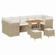 vidaXL Gartenlounge-Set Gartensofa-set 10 pcs Beige Poly-Rattan