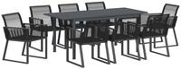 vidaXL Gartenlounge-Set Garten Essgruppe 9 pcs Schwarz Poly-Rattan, (9-tlg)