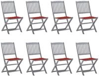 vidaXL Gartenstuhl Klappbare Gartenst&uuml;hle 8 Stk. mit Kissen Massivholz (8 St)