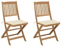 vidaXL Gartenstuhl Klappbare Gartenst&uuml;hle 2 Stk. mit Kissen Massivholz (2 St)