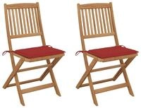 vidaXL Gartenstuhl Klappbare Gartenst&uuml;hle 2 Stk. mit Kissen Massivholz (2 St)