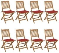 vidaXL Gartenstuhl Klappbare Gartenst&uuml;hle 8 Stk. mit Kissen Massivholz (8 St)