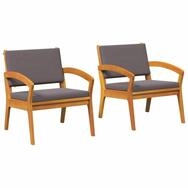 vidaXL Gartenlounge-Set Gartenstuhl mit Kissen 2 pcs &Ouml;l-Natur Massivholz,...