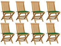 vidaXL Gartenstuhl Gartenst&uuml;hle mit Gr&uuml;nen Kissen 8 Stk. Massivholz (8 St)