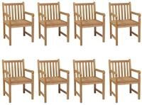 vidaXL Gartenstuhl, Outdoor St&uuml;hle 8 Stk. mit Beigen Kissen Massivholz Teak