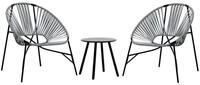 vidaXL Gartenstuhl Gartenstuhl-Set 3-tlg. Schwarz und Hellgrau Poly Rattan (3 St)