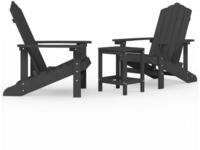 vidaXL Gartenstuhl Adirondack-Gartenst&uuml;hle mit Tisch HDPE Anthrazit (1 St)