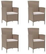 vidaXL Gartenstuhl Gartenst&uuml;hle mit Kissen 4 Stk. Poly Rattan Beige (4 St)