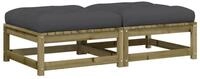 vidaXL Hocker, Gartenhocker mit Kissen 2 Stk. Kiefernholz Impr&auml;gniert