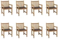vidaXL Gartenstuhl, Gartenst&uuml;hle 8 Stk. mit Taupe Kissen Massivholz Teak