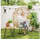 Outsunny Rattanstuhl mit abnehmbarem Kissen, Polster (&uuml;bergro&szlig;e Ei-f&ouml;rmig