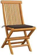 vidaXL Gartenstuhl, Outdoor St&uuml;hle mit Taupe Kissen 2 Stk. Massivholz Teak