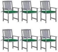vidaXL Gartenstuhl Gartenst&uuml;hle mit Kissen 6 Stk. Massivholz Grau (6 St)