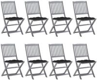 vidaXL Gartenstuhl Klappbare Gartenst&uuml;hle 8 Stk. mit Kissen Massivholz (8 St)