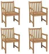 vidaXL Gartenstuhl, Outdoor St&uuml;hle 4 Stk. mit Schwarzen Kissen Massivholz Teak