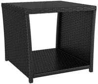 vidaXL Gartentisch Beistelltisch mit Glasplatte Schwarz Poly Rattan & Hartglas (1-St)