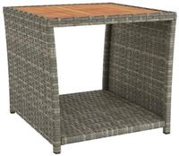 vidaXL Gartentisch Beistelltisch mit Holzplatte Grau Poly Rattan & nholz (1-St)