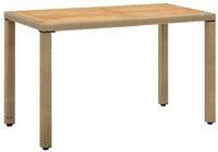 vidaXL Gartentisch Gartentisch Beige 123x60x74 cm Poly Rattan & Massivholz...