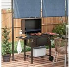 Outsunny Holzkohlegrill Grillwagen mit Deckel und Ablagen, Campinggrill, BBQ