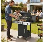 Outsunny Gasgrill inkl Seitenbrenner, Flaschen&ouml;ffner, Thermometer,