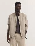 Collegejacke BUGATTI "Premium Suede", Herren, Gr. 50, beige (40, beige), 100%