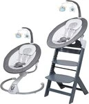 BabyGo Hochstuhl Family Homey Set, grau/hellgrau, mit elektrischer Babywippe...