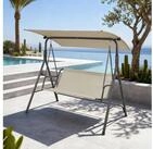 en.casa Hollywoodschaukel, 3-Sitzer, &raquo;Satten&laquo; 3-Sitzer mit Dach Stahlgestell