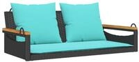 vidaXL Gartenbank H&auml;ngebank mit Kissen Schwarz 109x62x40 cm Poly Rattan (1-St)