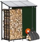 Gardebruk Kaminholzregal, BxTxH:198x163x70 cm, Au&szlig;en Stahl XXL Schwarz mit Dach