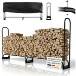Juskys Kaminholzregal, BxTxH:260x36x117 cm, aus Metall mit Abdeckplane,