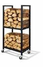 PROREGAL&reg; Kaminholzregal PHOENIX mit Rollen & 2 Ebenen 82x44x28cm Metall...