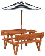 vidaXL Gartentisch Picknicktisch f&uuml;r 4 Kinder mit Sonnenschirm Massivholz Tanne