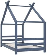 vidaXL Kinderbett 80 x 160 cm Kinderbett mit Himmel Kinderbett-Gestell Grau