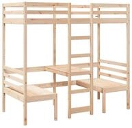 vidaXL Bett Hochbett mit Schreibtisch & St&uuml;hlen 80x200 cm Massivholz Kiefer