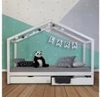 Homestyle4u Kinderbett 90x200 Kinderbett Kinderhaus Holzbett Holz mit Dach...