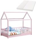 Juskys Kinderbett Marli, 80x160 cm, 3 - 10 Jahre, Rausfallschutz, inkl. Matratze