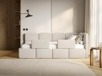 Selsey Kinderbett CLOUDY, Eck-Kopfteil, Matratze & Stauraum, Easy-Clean-Velours,