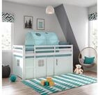 Homestyle4u Hochbett Kinderbett 90x200 Spielbett Kiefer Jungen Wei&szlig; Gr&uuml;n Mint