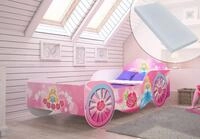 Kids Collective Kinderbett Kutsche M&auml;dchenbett 70x140, 80x160 mit Rausfallschutz,