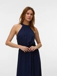 Vero Moda Maxikleid VMEASY JOY S/L LONG HALTERNECK DRESS WVN Viskose blau M (38)
