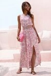 Buffalo Maxikleid mit Eingrifftaschen und Beinschlitz, Alloverdruck