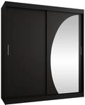 MIRJAN24 Kleiderschrank Wika 180 cm (mit zwei Schiebet&uuml;ren) Frontspiegel, zwei