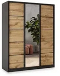 Masseno Schwebet&uuml;renschrank NATA 160 cm Kleiderschrank mit Spiegel 3 T&uuml;ren Eiche