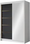 MIRJAN24 Kleiderschrank Lungo III (mit zwei Schwebet&uuml;ren) 120x58x200 cm,