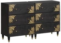 vidaXL Sideboard, Sideboard 2 pcs Schwarz 60 x 33 x 75 cm Massivholz Mango