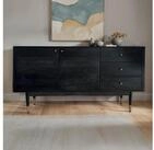 FINEBUY Sideboard FB110287 Akazie Massivholz 160cm 2 T&uuml;ren 3 Schubladen Kommode