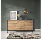 Selsey Sideboard BOULIA, 3-t&uuml;rig mit 6 Fachern, Fischgr&auml;ten-Dekor, 154 cm