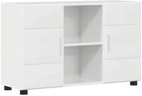 vidaXL Wohnzimmer-Set Sideboard mit Regal FLORIN Hochglanz Wei&szlig; 88,5 x 30,5 x 55,5