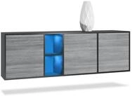 Vladon Sideboard Cuba (Kommode, mit 3 T&uuml;ren und 2 offene F&auml;cher), Schwarz