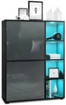 Vladon Highboard Cuba (Anrichte mit 2 T&uuml;ren, und 4 offene F&auml;cher inkl. RGB LED